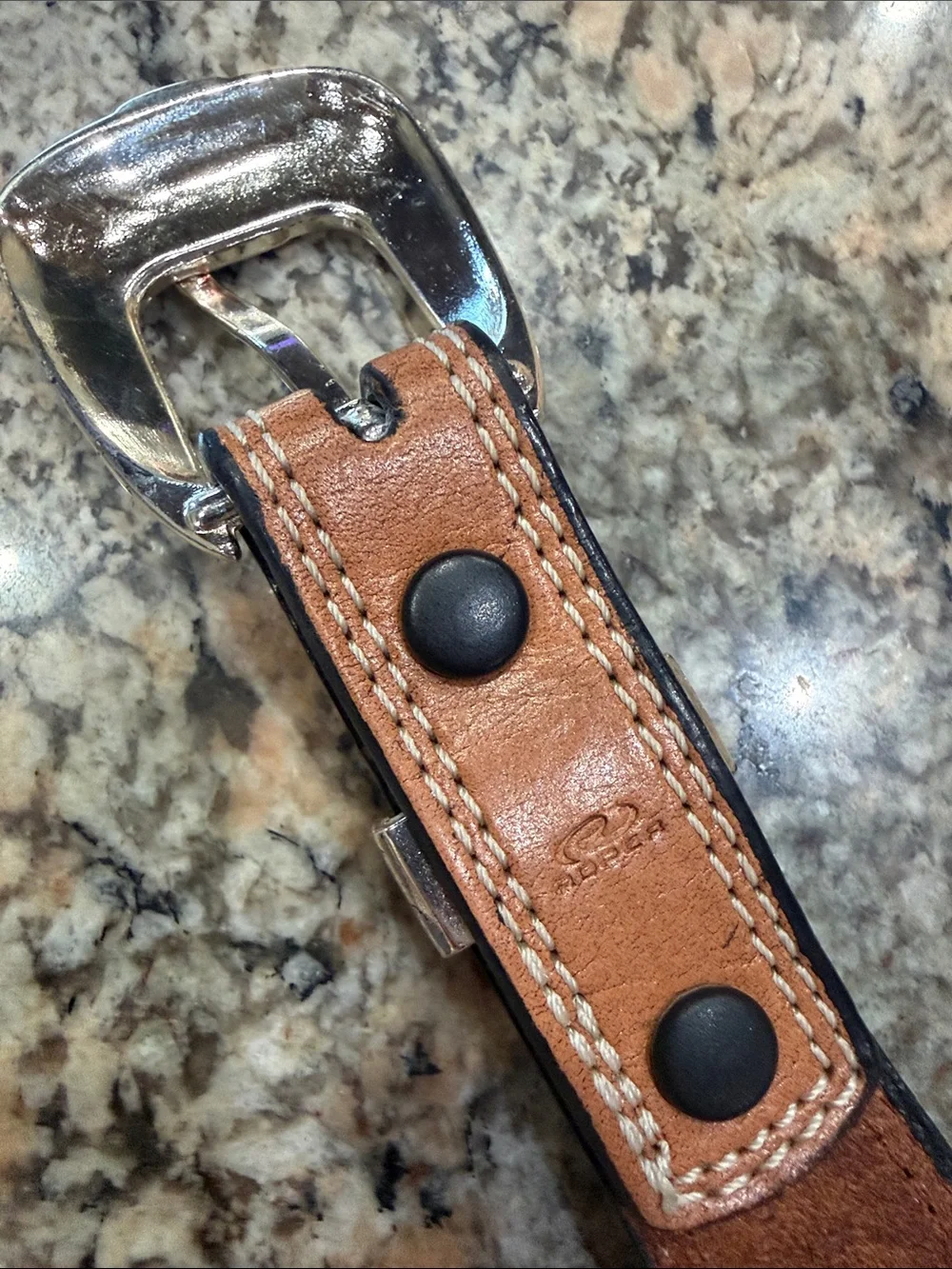 Roper Tan Western Leather Belt with Silver Stud Diamonds